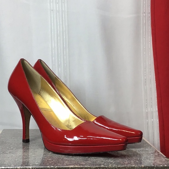 Tahari Shoes - ♥️ Tahari Colby Red Patent Leather Point Toe Platform Heels Sz.8